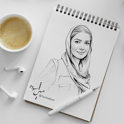 Portrait of "Matin Sotoudeh / متین ستوده" drawing illustration painting portrait