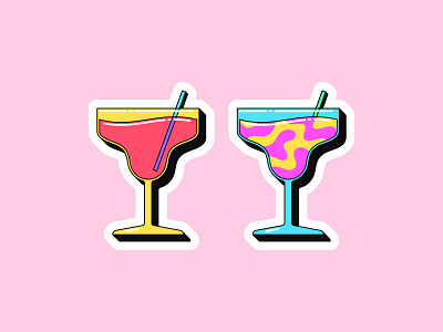 Retro cocktail stickers alcohol art bar beverage cartoon cocktail design drink gin tonic glass icon illustration juice margarita martini party pop retro sticker summer