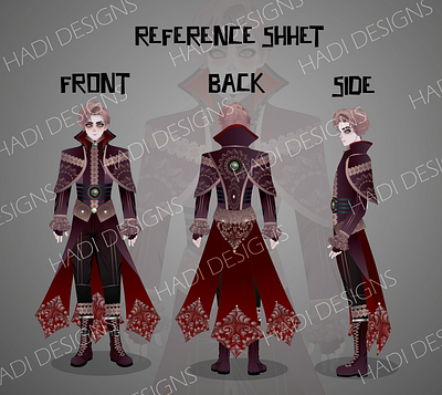 Vampire Character Reference Sheet | 3 Poses graphic design motion graphics