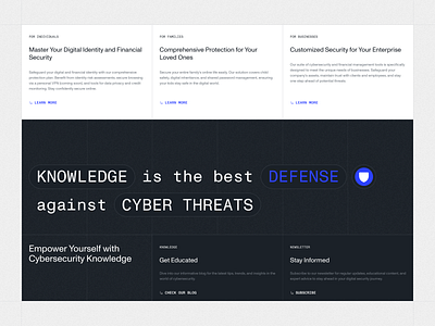 Dteckt — Knowledge Is The Best Defense Against Cyber Threats base blog cybersecurity defense design desktop header hub knowledge newsletter product design security shield solutions ui ux web website