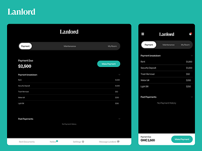 Rent Management System branding ui ux web app