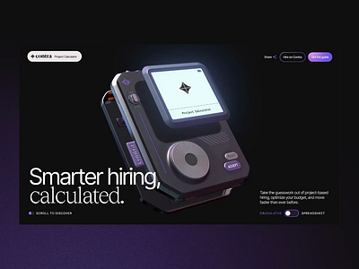 Contra Hiring Calculator 3d animation ui web web design website