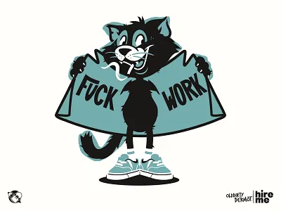 Fuck Work! cat character design design fuck work graphics illustration t shirt design vector vector design