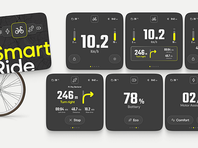 SmartRide battery bike clean ui interface navigation product design ui