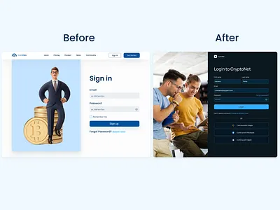 10 Months Ago vs Today / Before & a app appdesign bitcoin blue branding crypto cryptocurrency currency dailyui dark darkmode design figma illustration ios login logo sign in ui ux