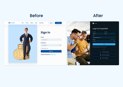 10 Months Ago vs Today / Before & a app appdesign bitcoin blue branding crypto cryptocurrency currency dailyui dark darkmode design figma illustration ios login logo sign in ui ux