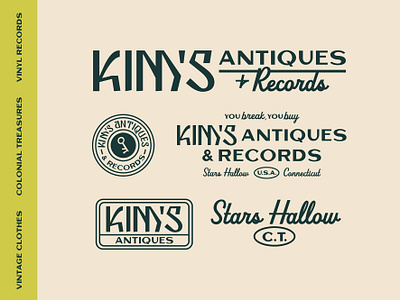 Kim's Antiques Brand Kit antique branding gilmore girls key record retro typography vintage vinyl