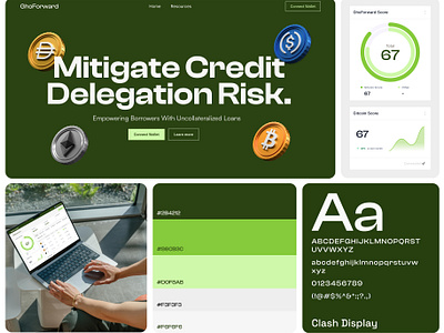 Brand Identity and UI | GHOForward - Crypto Credit Delegation branding colour pallate ui design visual design web design
