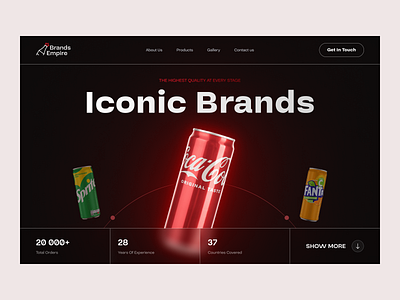 Brands Empire - import and export of A-level brand products black brands creative design drinks hero product ui uiux ux web web design web design inspiration website