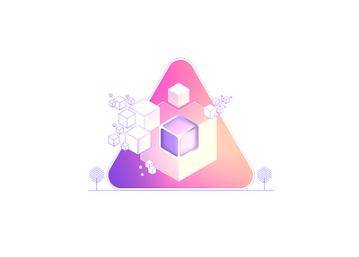 TriSquare Shape gradient graphic design isometric shading shape trees