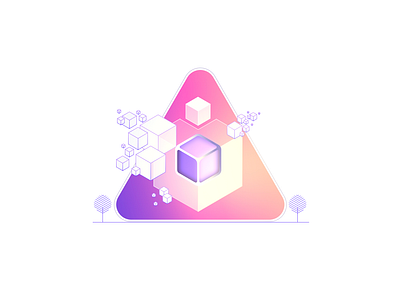 TriSquare Shape gradient graphic design isometric shading shape trees