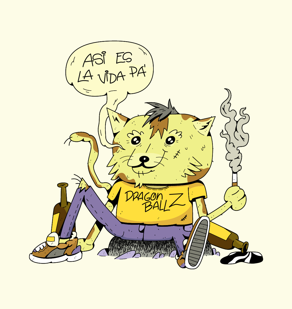 La vida sigue 🚬 cartoon cat decoration design doodle dragon ball illustration illustrations life live life philosophy vector