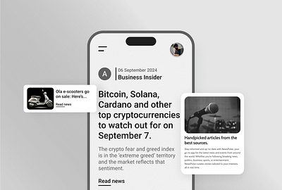 News Portal Mobile App android ios app design articles bulletin clean ui events information minimalist modern news news app news feed newsletter product design reading app trending ui ux design web application
