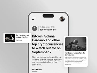 News Portal Mobile App android ios app design articles bulletin clean ui events information minimalist modern news news app news feed newsletter product design reading app trending ui ux design web application