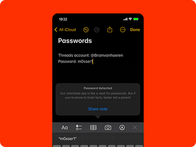Password detected apple concept concept design ios mobile mobile app note app notes social media threads twitter ui ux uxui