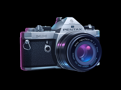 Pentax branding design illustration neon photo photoshop product render