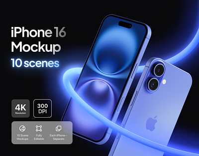 iPhone 16 Mockups - 10 Mockup Scenes. Apple iPhone 16 mock-up 16 ads app design apple apple iphone 16 branding design system device ios iphone iphone 16 iphone 16 mockup iphone mockups mac mock up mockup mockups pro psd ui