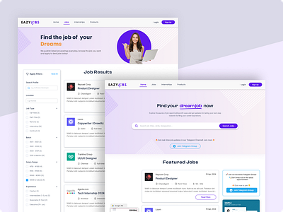 Job Search Platform Landing Page hiring job application job finder job finder platform job listing job platform job portal job portal website job search platform landing page landing page design landing page ui landing page ux recruitment ui design ux design web design web landing page web page website design