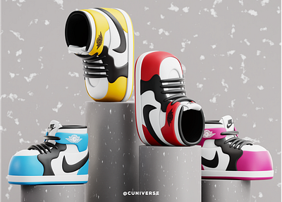 Stepping Up: 3D Nike Air Jordan Sneaker Design By Cuniverse 3d 3d illistration 3d modeling air jordan animation art branding gradient graphic design logo nike texture ui vector