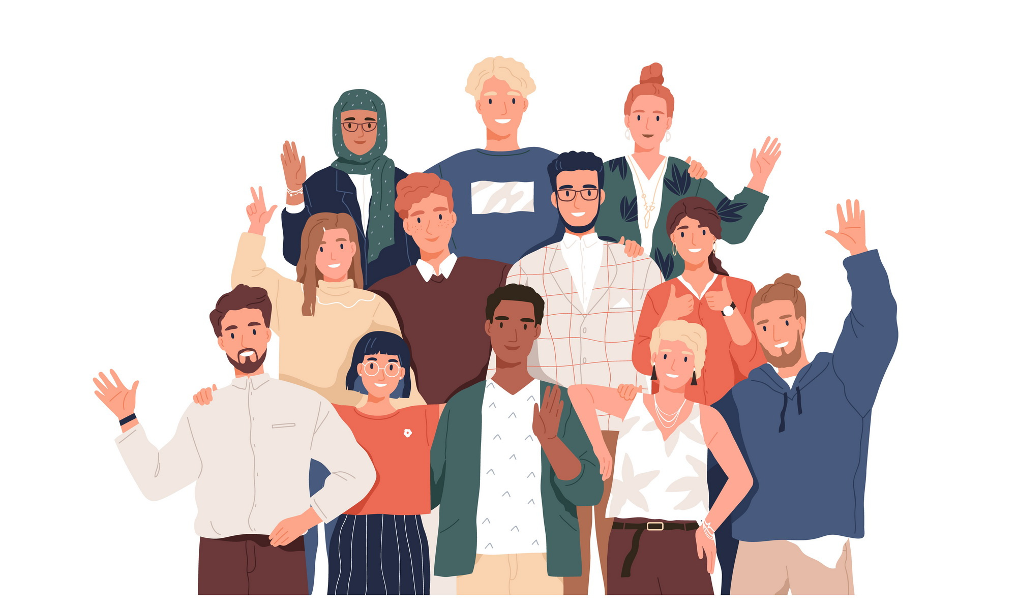 Welcome to the team! colleague community crowd diverse diversity flat group happy human illustration multicultural multiethnic multinational multiracial people portrait team teamwork together welcome