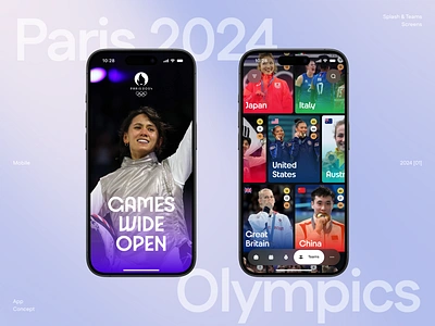 Olympics in Paris 2024 – App Concept 2024 app blur concept gradient mobile olympics paris sport sports teams typography ui ux