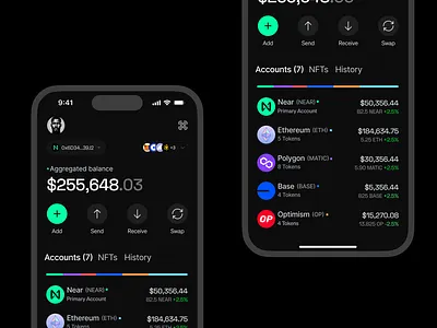 Chain Abstraction: Dark Mode blockchain crypto mobile app ui wallet web3