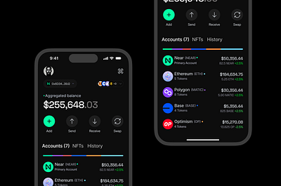 Chain Abstraction: Dark Mode blockchain crypto mobile app ui wallet web3