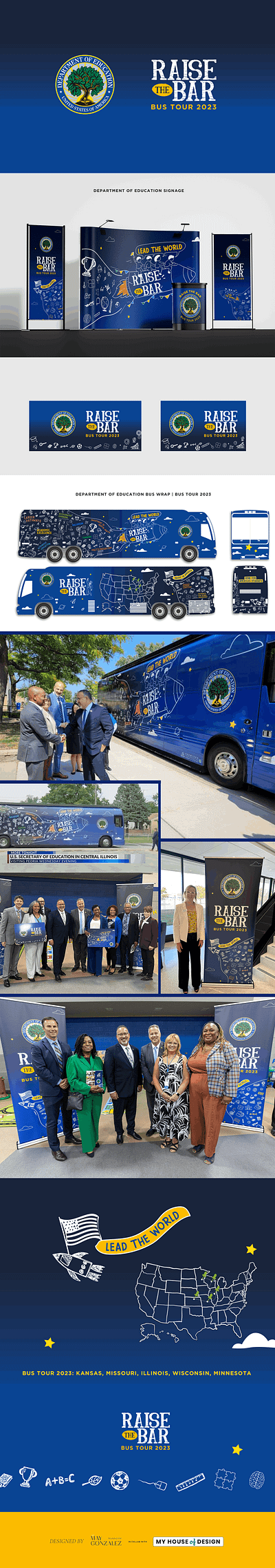 Raise The Bar 2023 | USA Department Of Education branding bus wrap campaing graphic design illustration print design