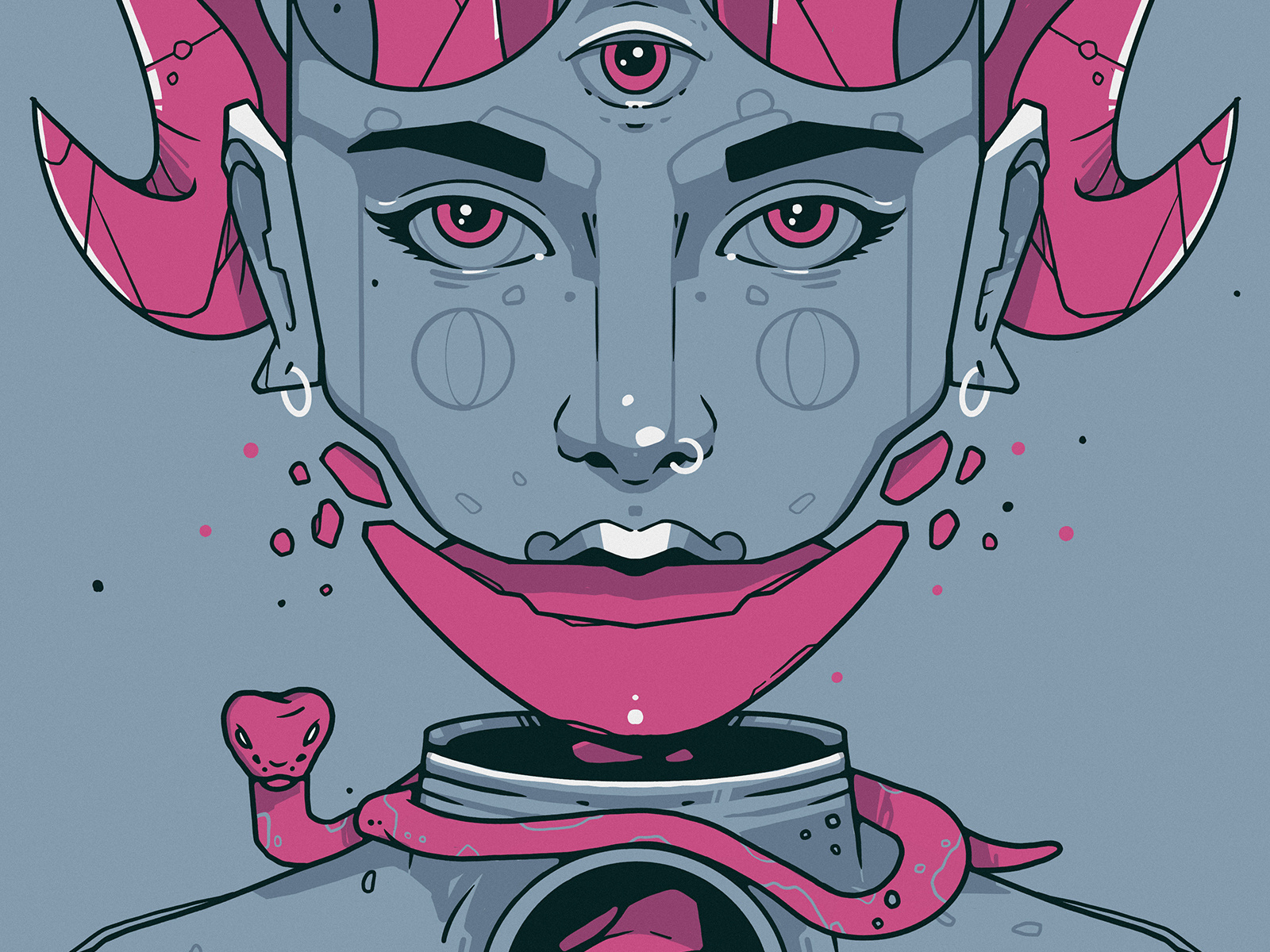 2023 Lunar Calendar calendar illustration cyborg illustration lunar calendar robot drawing robot portrait sci fi illustration science fiction drawing tech drawing