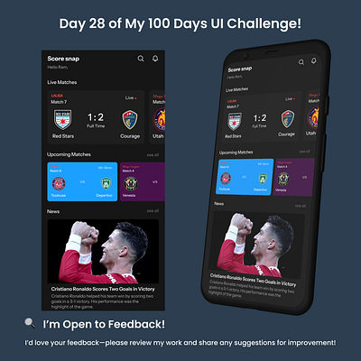 Day 28/100 - Sports App Home Screen ui