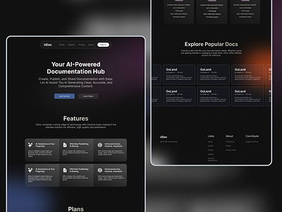 Modern Dark Mode Documentation Creator Landing Page ai blue dark landing next purple website