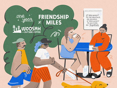 Friendship Miles x Outside Coffee Co advertising brands coffee editorial friendship illustration layout procreate psa running