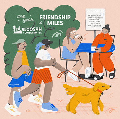 Friendship Miles x Outside Coffee Co advertising brands coffee editorial friendship illustration layout procreate psa running