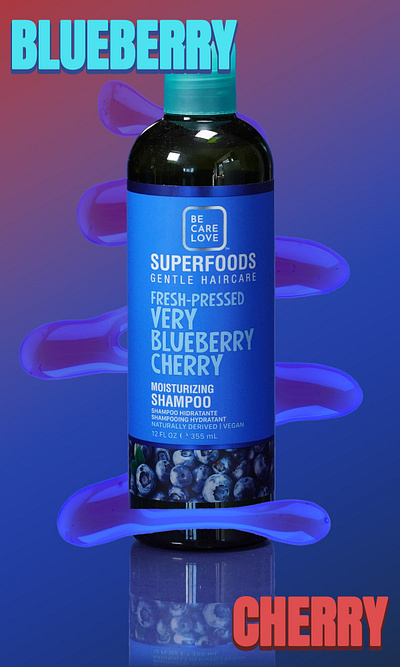 Blueberry Cherry Shampoo branding graphic design