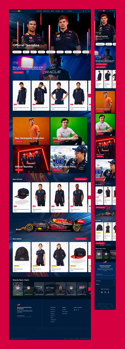 RedBull CLP apparel athletics branding bull clothing commerce digital graphic design hats mobile racing red redbull shop shopify sports team ui ux web