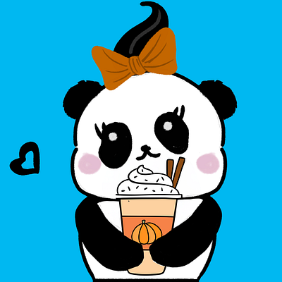 Panda Drinking Pumpkin Spice Latte design illustration illustration illustration art illustration artist inkscape sketch art vector art vector artist