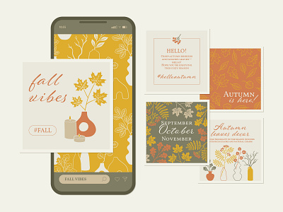 Autumn Social Media Post Design autumn banner colorful design fall graphic graphic design graphics illustration modern post retro social social media square template