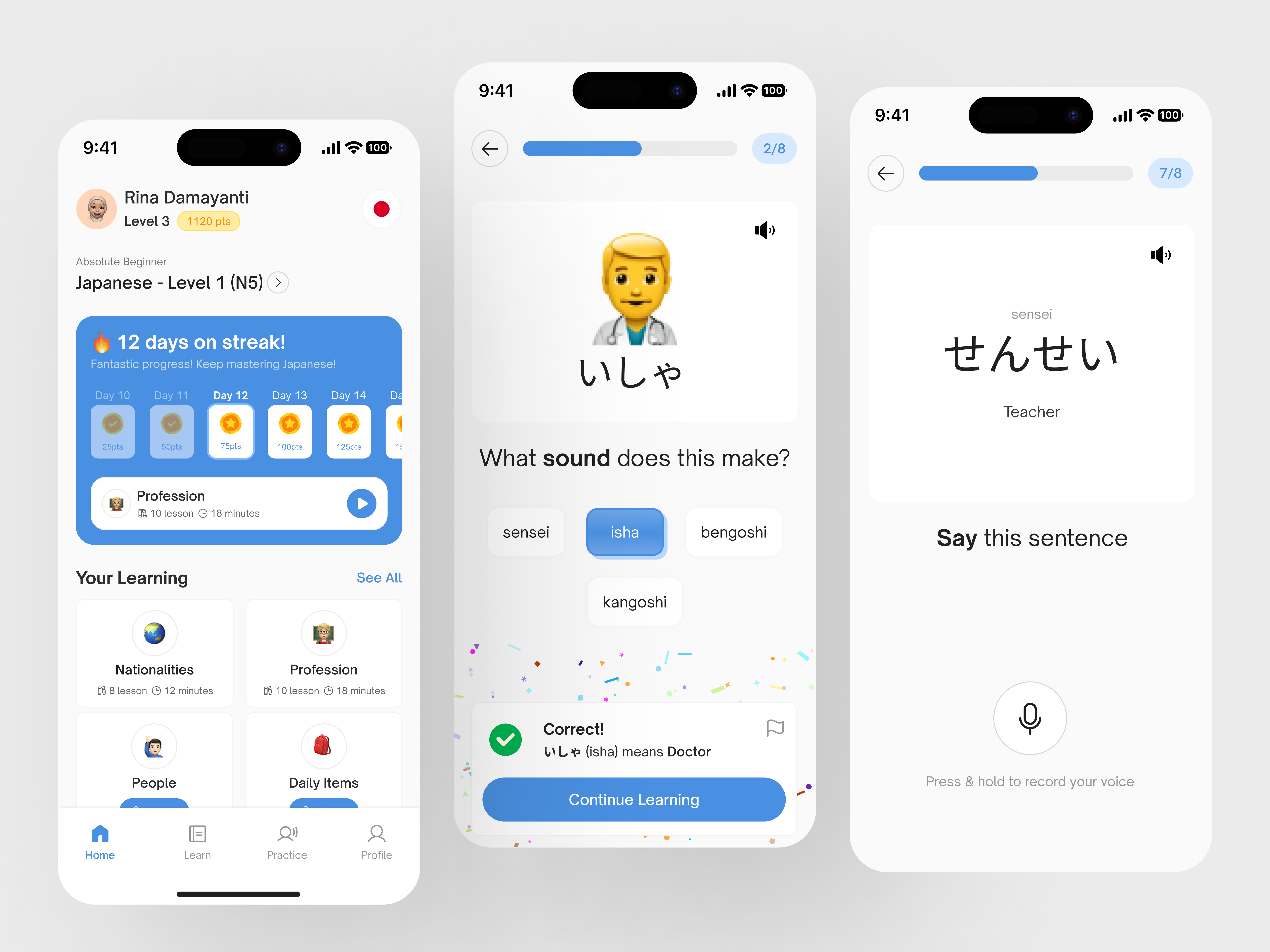 Example of Langura - Language Learning App