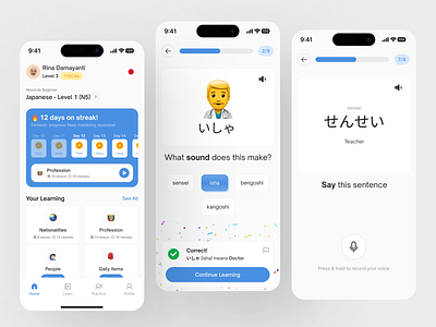 Langura - Language Learning App japan language languageapp mobile app ui design uiux ux design