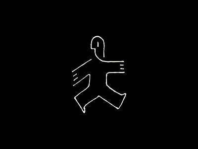 Never Looking Back Over the Shoulder abstract black body outline clean lines contours exit gesture graphic design illustration line art looking back man minimalist motion pose silhouette simplicity step subtle walk