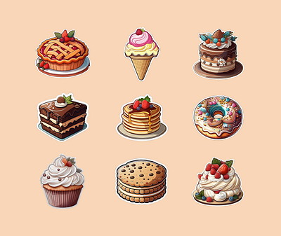 Sweet Treats: Dessert Food Sticker Collection creativedesign cupcake design dessert dessert stickers digital art digital download food food stickers graphicdesign icondesign icons illustration stickerdesign stickers sweet sweet dish sweet treat sweet treat stickers vectorart