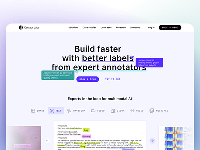 Centaur Labs Website artificial intelligence data labeling ui ux visual identity