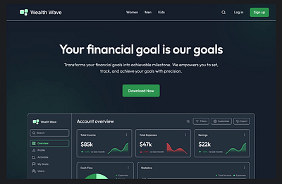 Saas Landing Page - Wealth Wave animation dashboard figma prototyping fintech motion graphics saas ui website