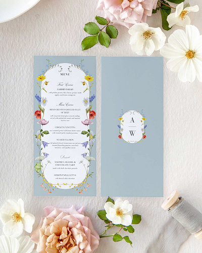 Wild Floral Wedding Menu Template canva template digital menu editable menu editable template graphic design menu menu template template wedding menu