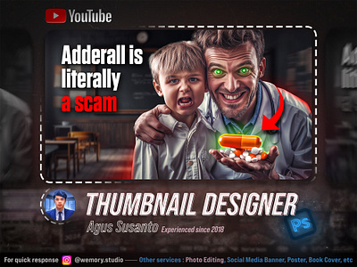 Thumbnail Design - ADHD design graphic design manipulation photo editing photoshop thumbnail youtube thumbnail