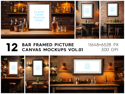 Bar Framed Canvas Picture Mockups Vol.01 bar bar canvas mockup bar framed canvas mockup bar framed picture mockup bar mockup bar picture mockup canvas framed mock up mockup picture