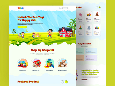 Kid's Toy Shop E-commerce Landing Page Design baby branding children e commarce ecommarce kids landing page design online order online shop product product landing page shahek store toy toys ui uiux ux design web design website design