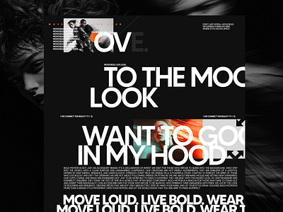 Bold Motion: A New Concept in Statement Fashion ai black and orange bold bold style branding e commerce fashion fashion website grunge grunge style modern design product design style ui urban fashion urban style ux webdesign website for fashion