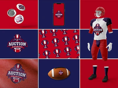 AUCTION MADNESS FOOTBALL TEAM LOGO DESIGN 3d brand book brand guideline brand identity branding creative logo design football graphic design illustration logo logo design sports