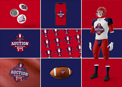 AUCTION MADNESS FOOTBALL TEAM LOGO DESIGN 3d brand book brand guideline brand identity branding creative logo design football graphic design illustration logo logo design sports